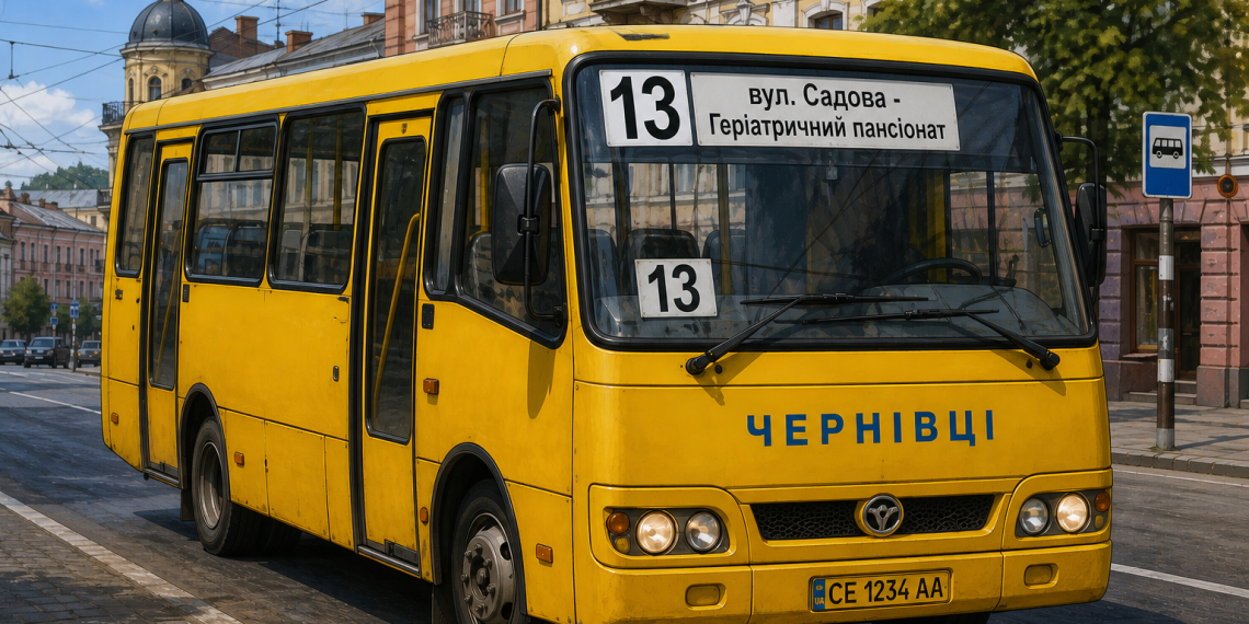 13 Маршрутка в Чернівцях їде на Садову