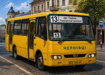 13 Маршрутка в Чернівцях їде на Садову