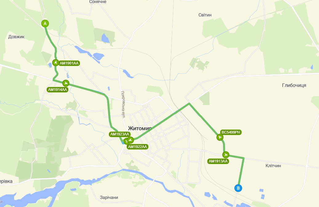 19 маршрутка Житомира - схема руху