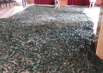 У Гостомельській громаді сплели велетенську маскувальну сітку (ФОТО)