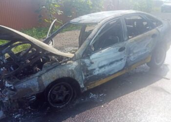 У Гостомелі посеред дороги вщент згорів автомобіль (ФОТО)