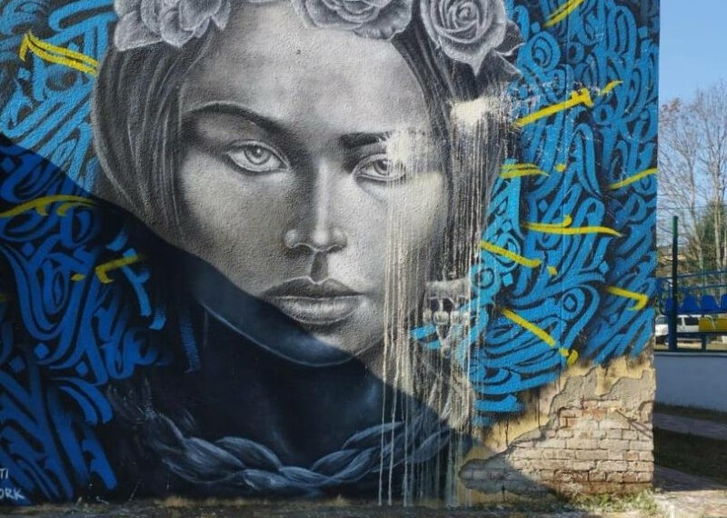 У Бучі облили фарбою новий мурал американських художників-волонтерів, фото – Київщіна