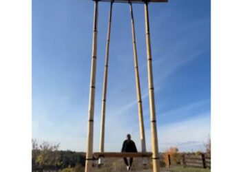 Неподалік Білої Церкви встановили найвищу  в Україні дерев’яну гойдалку