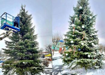 У Гостомелі завершили прикрашати новорічну ялинку