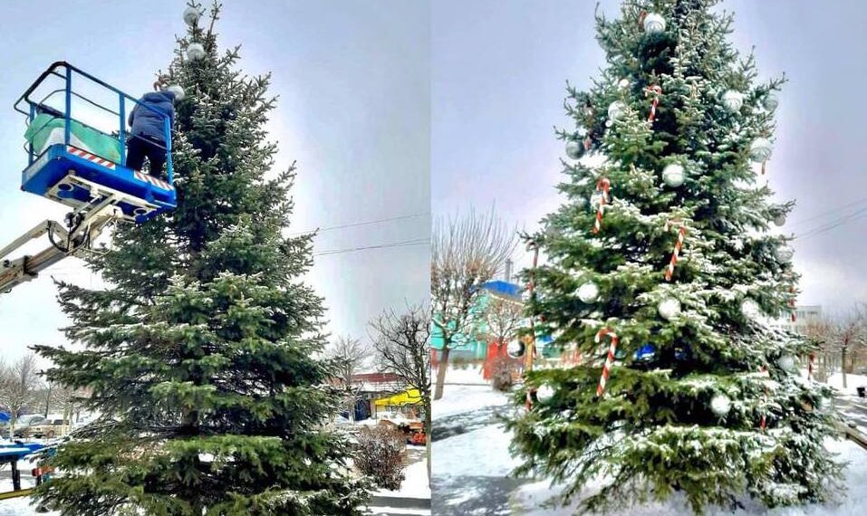 У Гостомелі завершили прикрашати новорічну ялинку