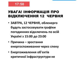 Як на Сумщині завтра вимикатимуть світло – Суми та область