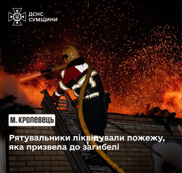 На пожежі в житловому будинку загинув мешканець Кролевця – Суми та область