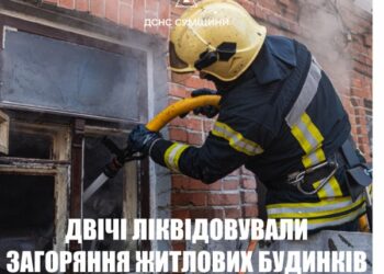 На Сумщині вогнеборці двічі ліквідовували загоряння житлових будинків | Суми та область