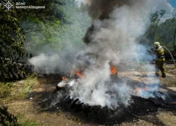 У Миколаєві сталася пожежа автошин — рятувальники запобігли поширенню вогню » Миколаївський Оглядач