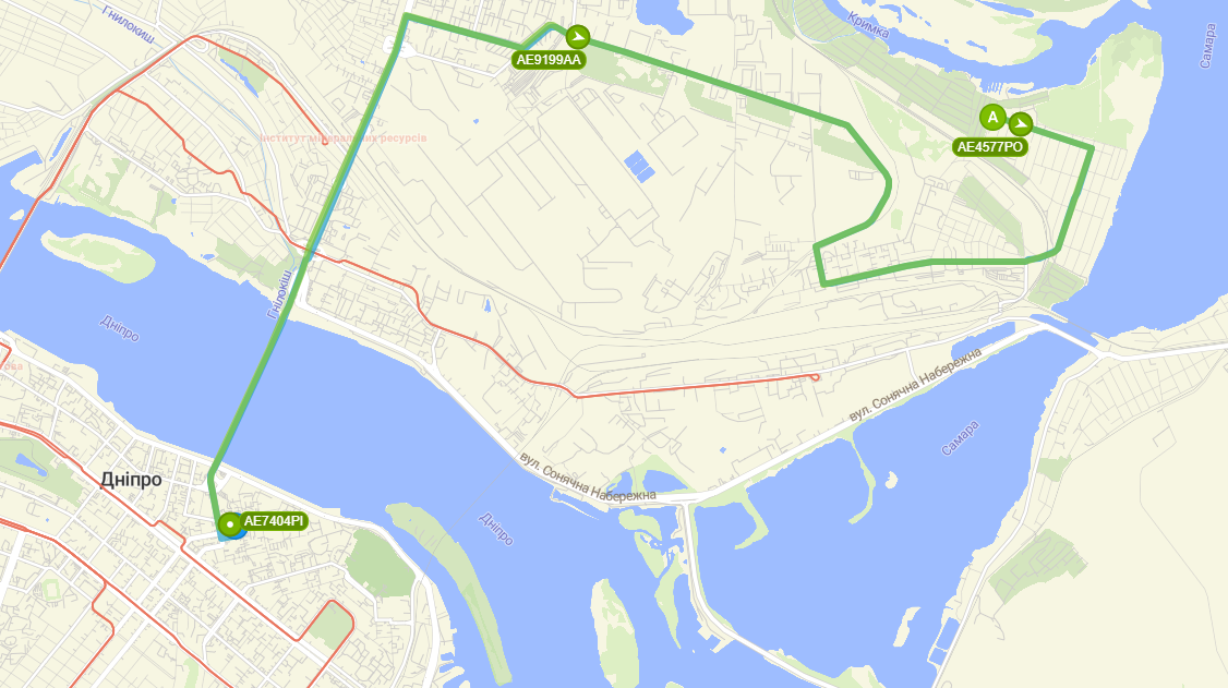 Автобус 98 - Днепр - схема движения