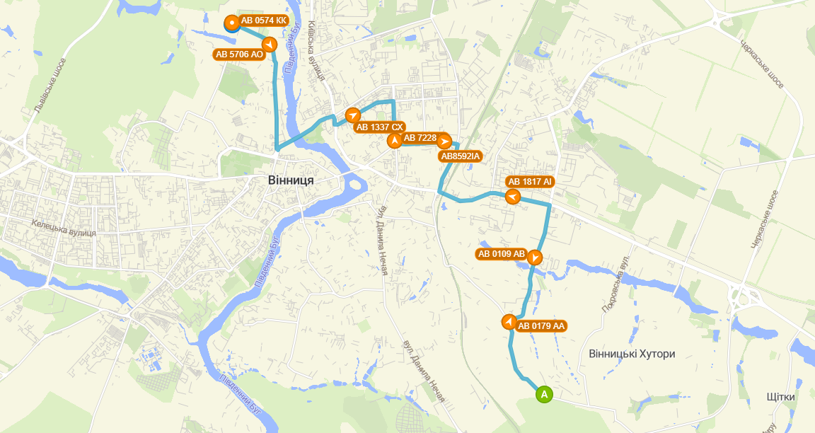 Маршрут автобусу №8Б Вінниці