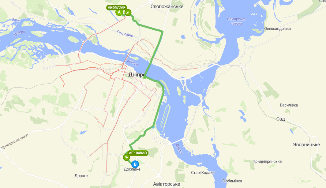 Схема движения автобуса 107