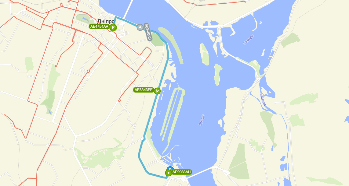 Схема движения автобуса 120 в Днепре