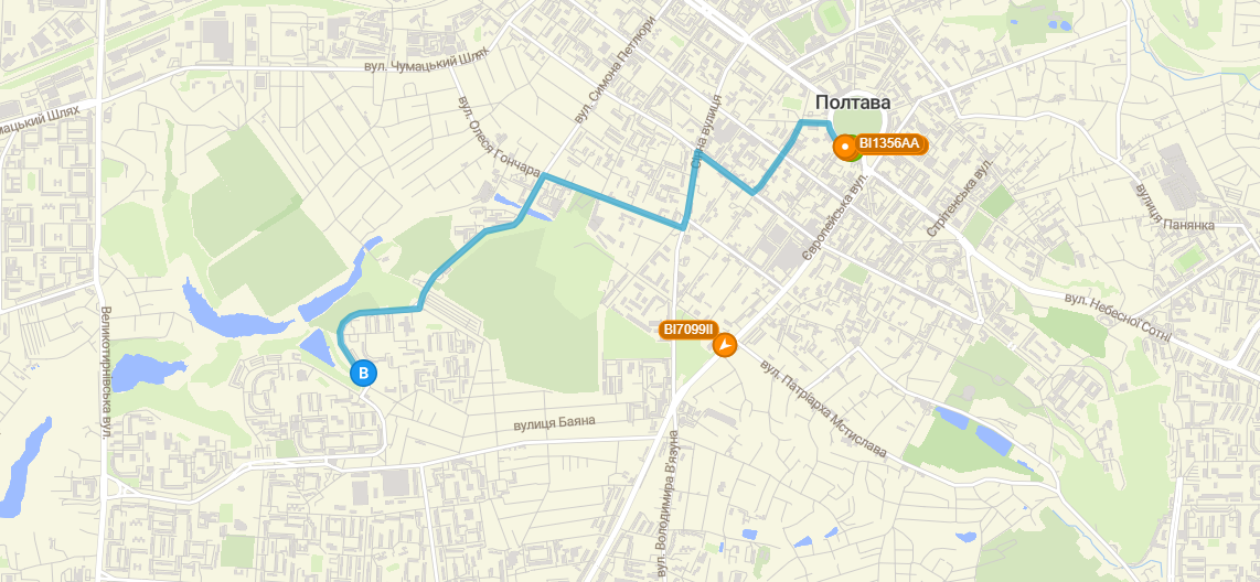 Схема маршруту 43 автобусу