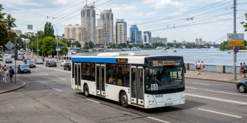 Автобус 55 города Днепр выехал на маршрут